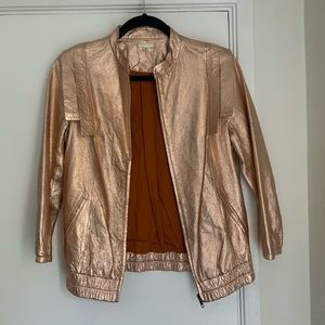 LOEFFLER RANDALL Rose gold leather jacket sz4 NWOT